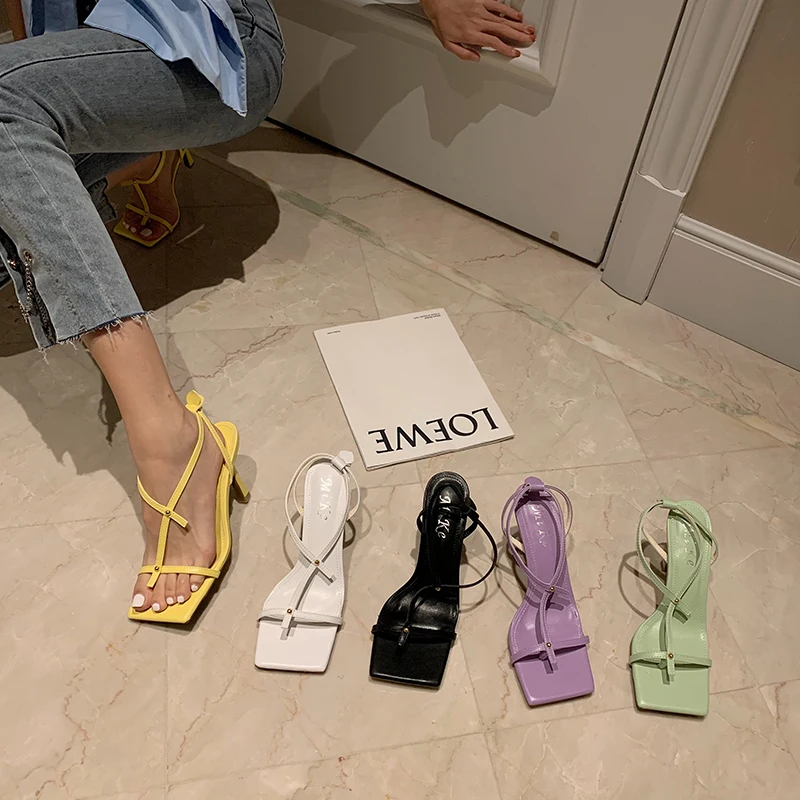 

Elegant Women Sandals High Quality Clip Toe T Strap Ankle Strap Thin High Heels Solid Color Party Pumps Dress Shoes Woman 35-39