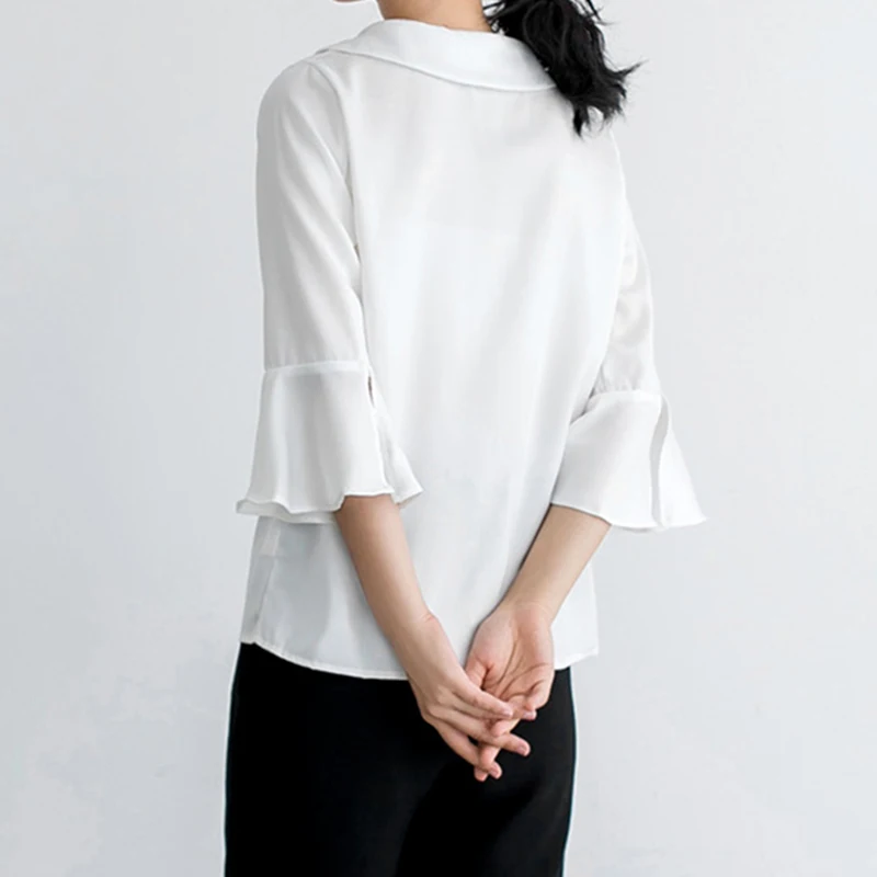 Рубашка Sungtin Женская с воротником Питер Пэн Офисная Элегантная блузка