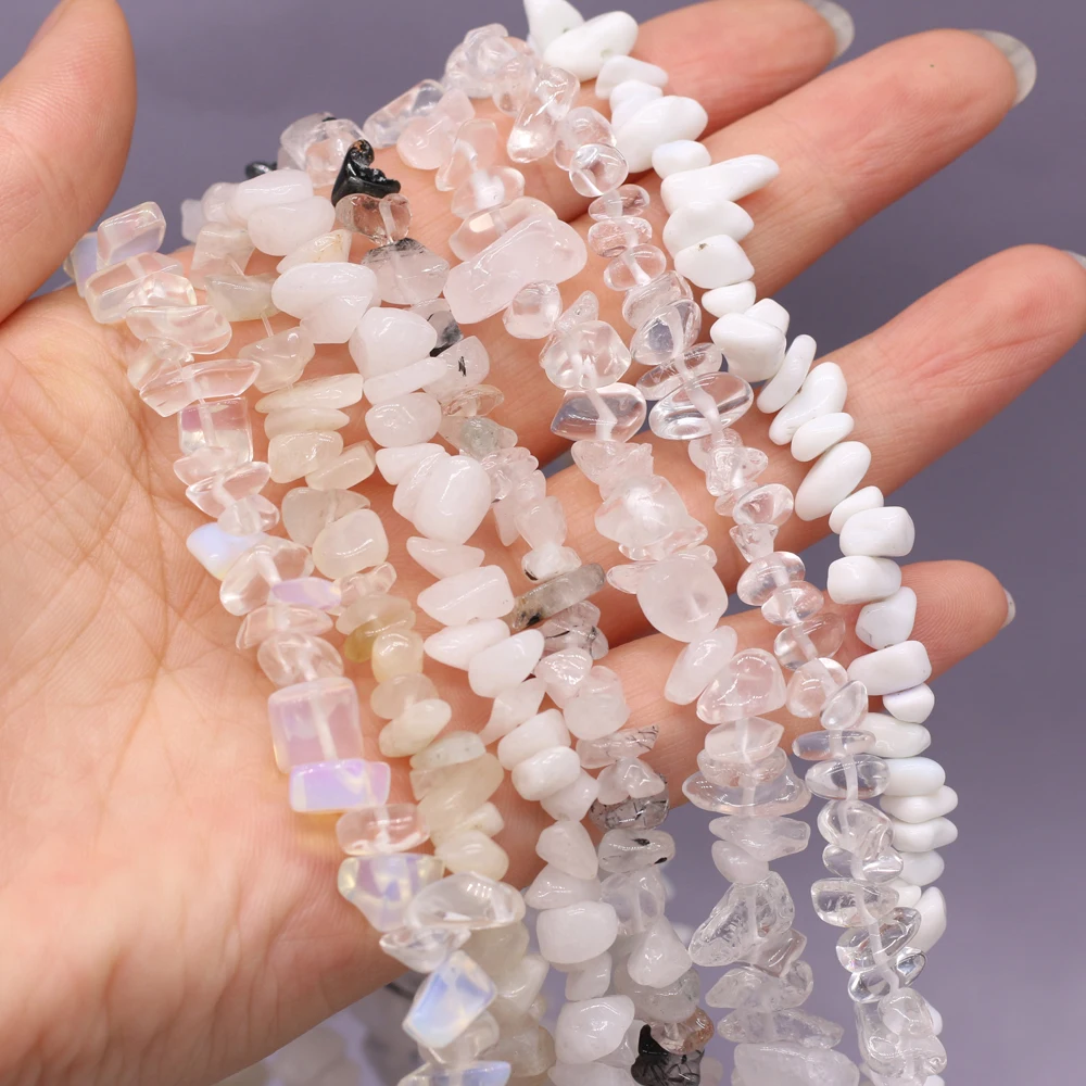 

Natural Semi-precious White Quartz Agate Stone Chip Beads 5-8mm For DIY Necklace Earrings Accessories Gift Length 40cm