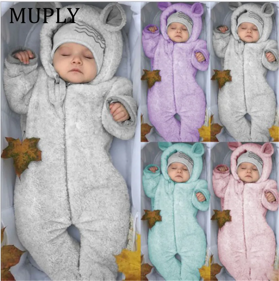 

NEW Winter Fall Clothes Outfit Ears Cute Newborn Toddler Baby Boys Girls Romper Spring Autumn Warm Hooded Bear Tops Jumpsuit