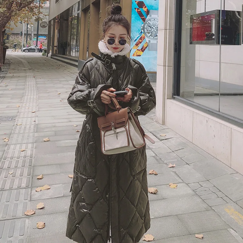 

Женское зимнее пальто Lingge, длинная толстая свободная хлопковая однотонная Высококачественная Корейская ветрозащитная модная пуховая куртка для женщин