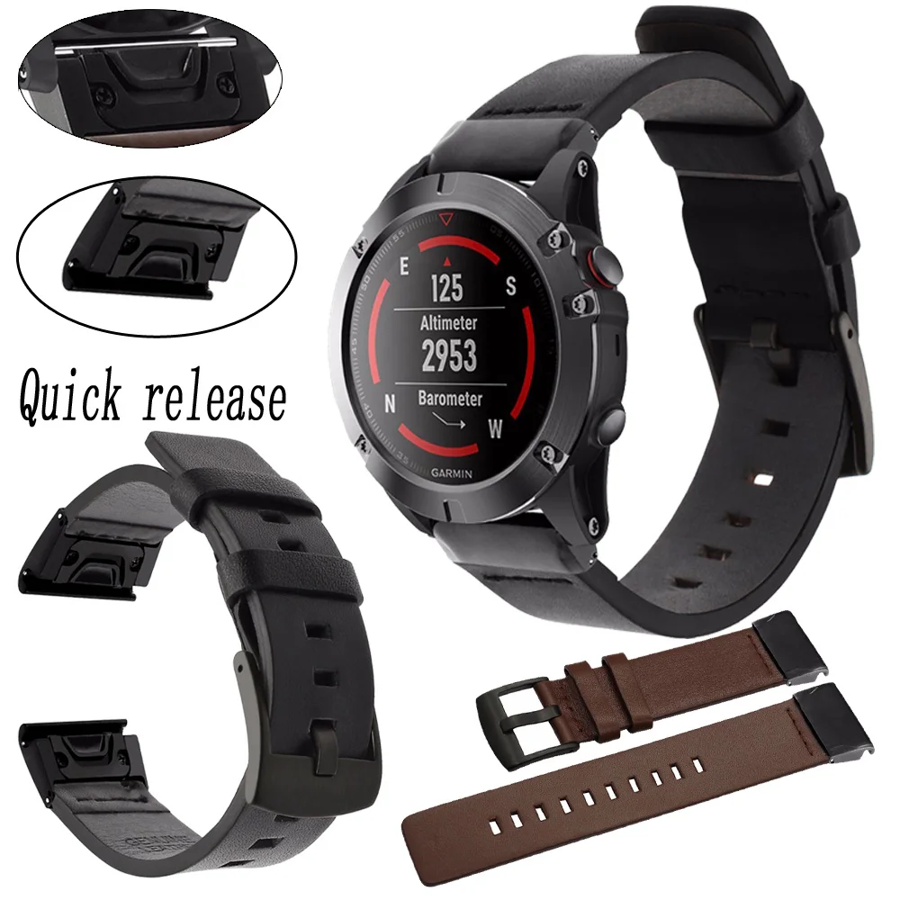 

Ремешок кожаный для наручных часов Garmin Fenix 3/5X plus/S60/Mk1, быстросъемный, удобный в использовании, аксессуары для часов, 26 22 20 мм