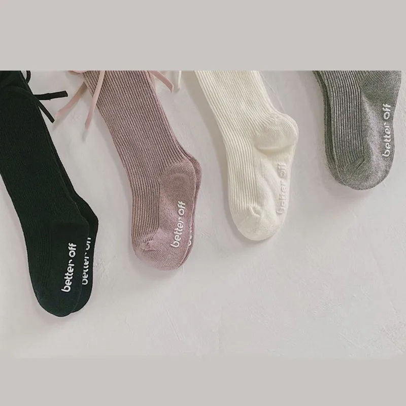Calcetines largos y antideslizantes para beb&eacute;, medias de algod&oacute;n suave con lazo de princesa, de tubo Kawaii hasta la rodilla, para oto&ntilde;o, 1 par-5