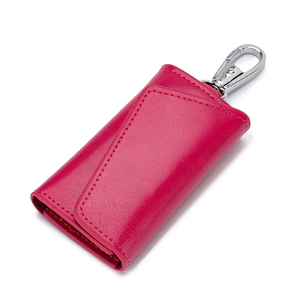 

Genuine Leather Keychain Women Men Key Holder Organizer Pouch Cow Split Car Key Wallet Housekeeper Key Case Mini Card Bag Luxury