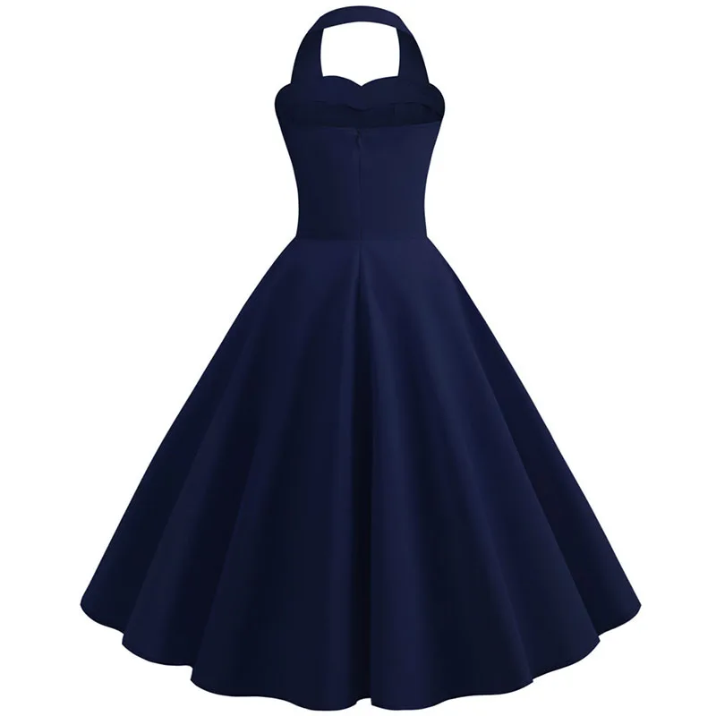 Женское винтажное платье с цветочным принтом черное без рукавов лямкой на шее