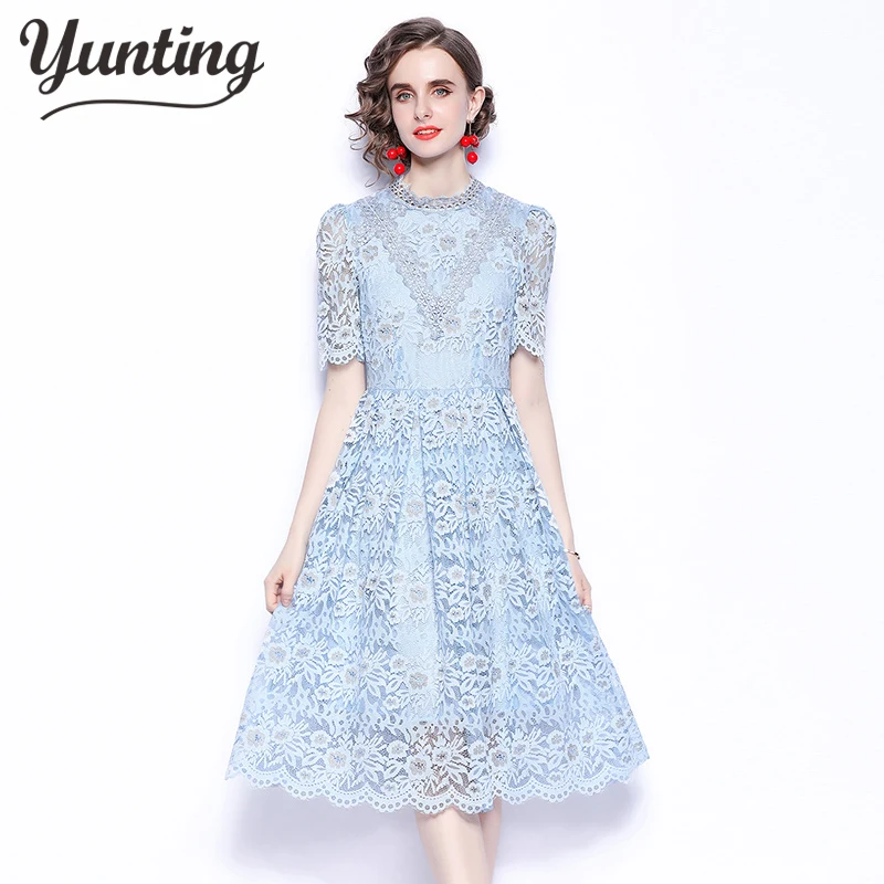 

Женские кружевные летние высокого качества элегантные трапециевидной формы, повседневный или офисный стиль, вечерние платья Dames стиль zomer м...