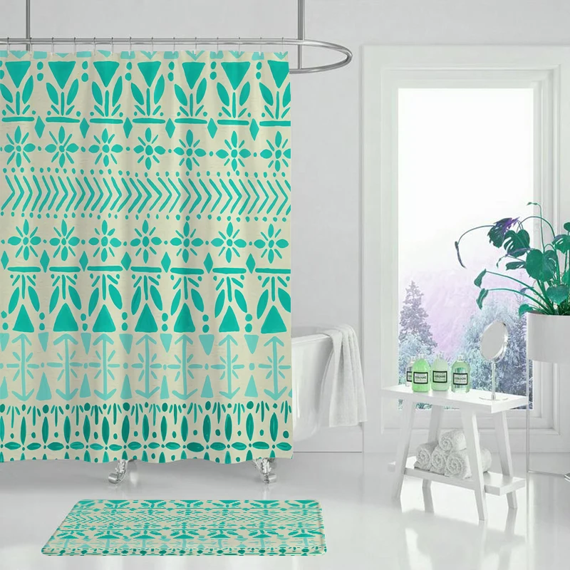 Геометрическая Печать полиэстер волокно занавеска для душа ванная унитаза