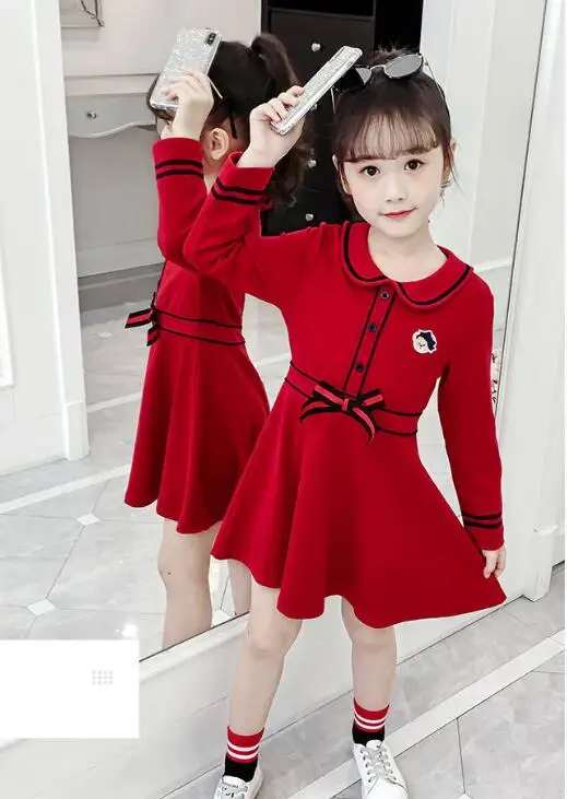 Детские весенне-осенние вечерние платья для девочек милое модное рождественское