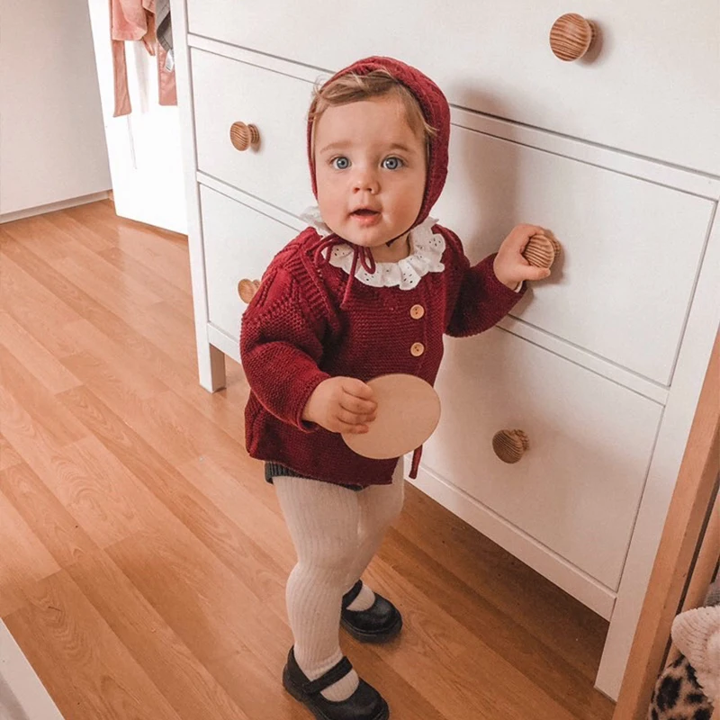 Вязаные шапки для малышей свитер Одежда новорожденных маленьких девочек и