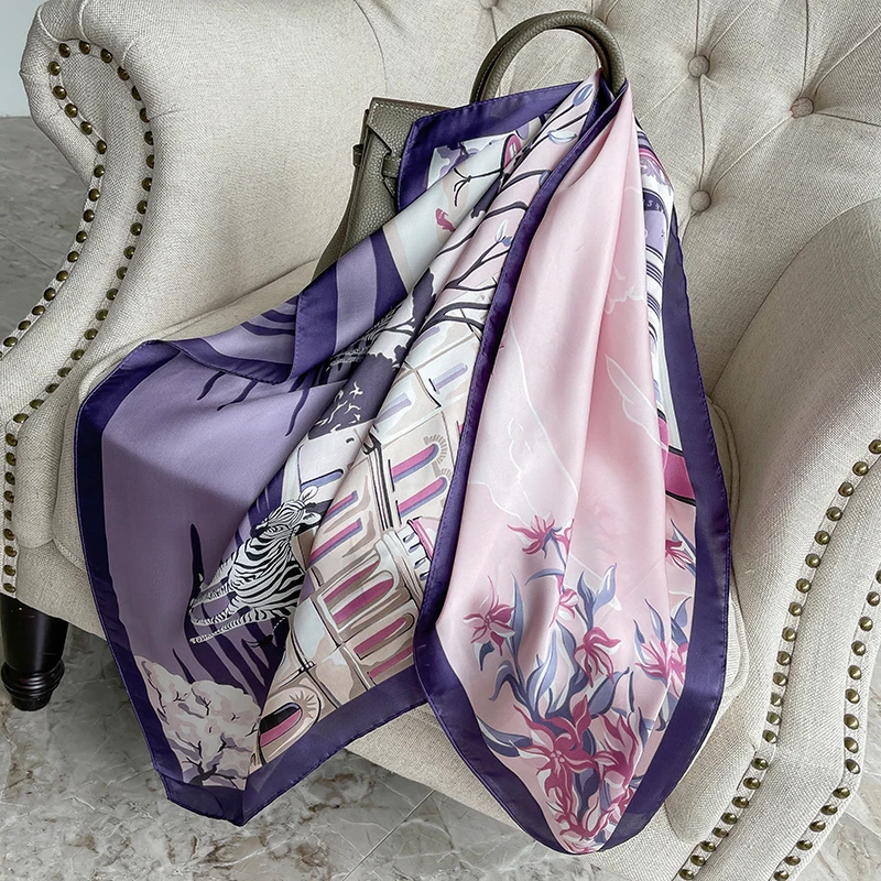 

2021 new spring women scarf quality shawl silk fashion scarf headscarf beach sunscreen bag headscarf scarf 90cm*90cm