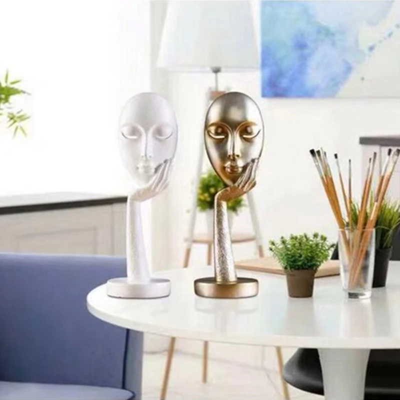 

Modern Human Meditators Abstract Lady Face Character Resin Statues Sculpture Art Crafts Figurine Home Decorative Display