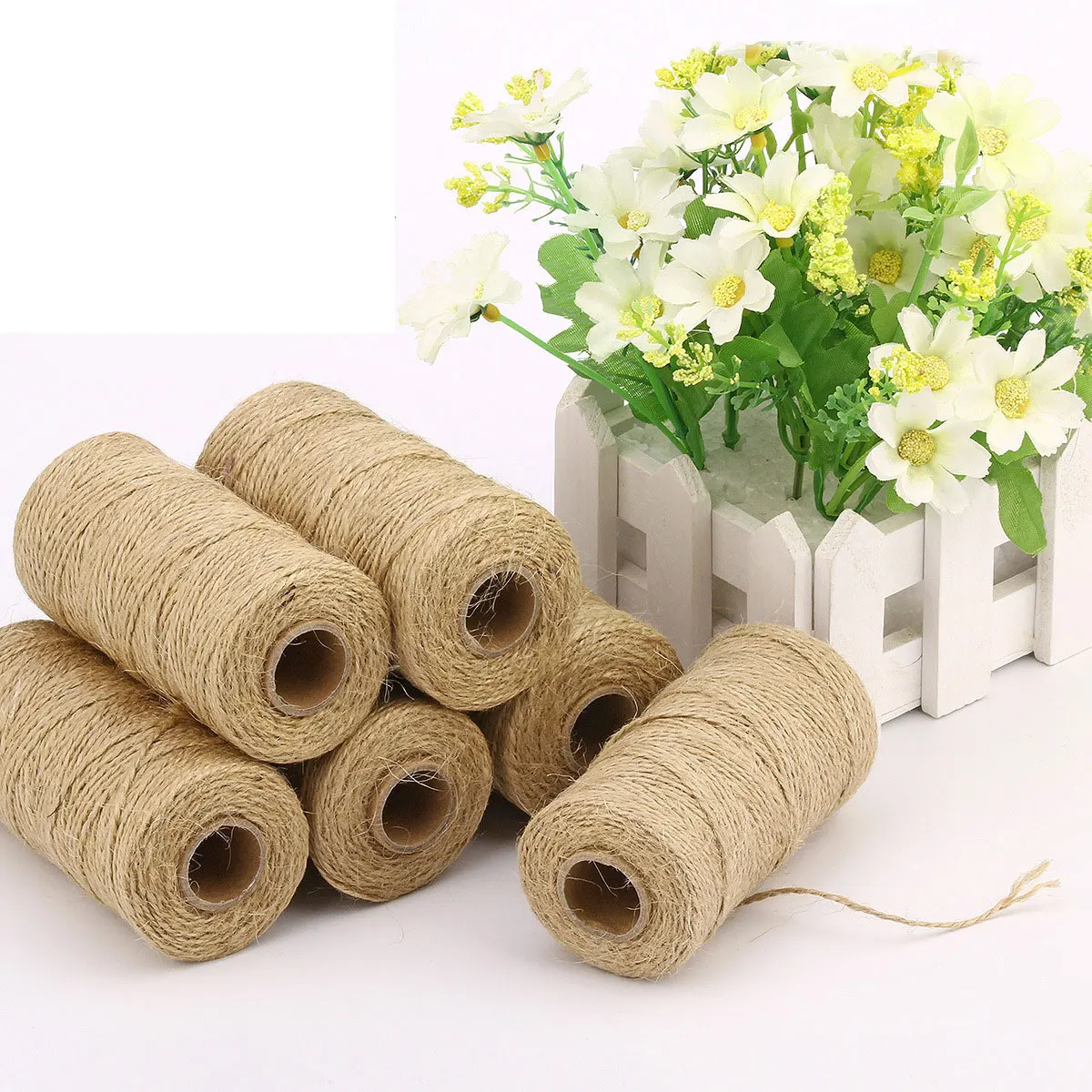 

1.5mm Natural Hemp Rope Handmade Decorative Craft Cord Jute Twine Braided Ropes Roll for Pastry Chef Pack Bundled Gifts Twine