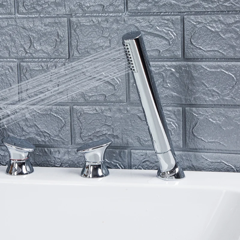 Chromed Brass Waterfall Massage Bathtub Faucet Tap With Hand Shower Inlet Bathroom Hot&ampCold Water Mixer | Обустройство дома