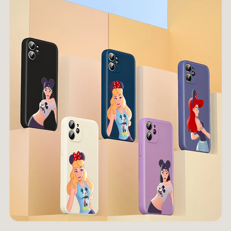 

Disney Cartoon Princess Cute For Apple IPhone 13 12 Mini 11 Pro XS MAX XR X 8 7 6S SE Plus Liquid Silicone Soft Phone Case