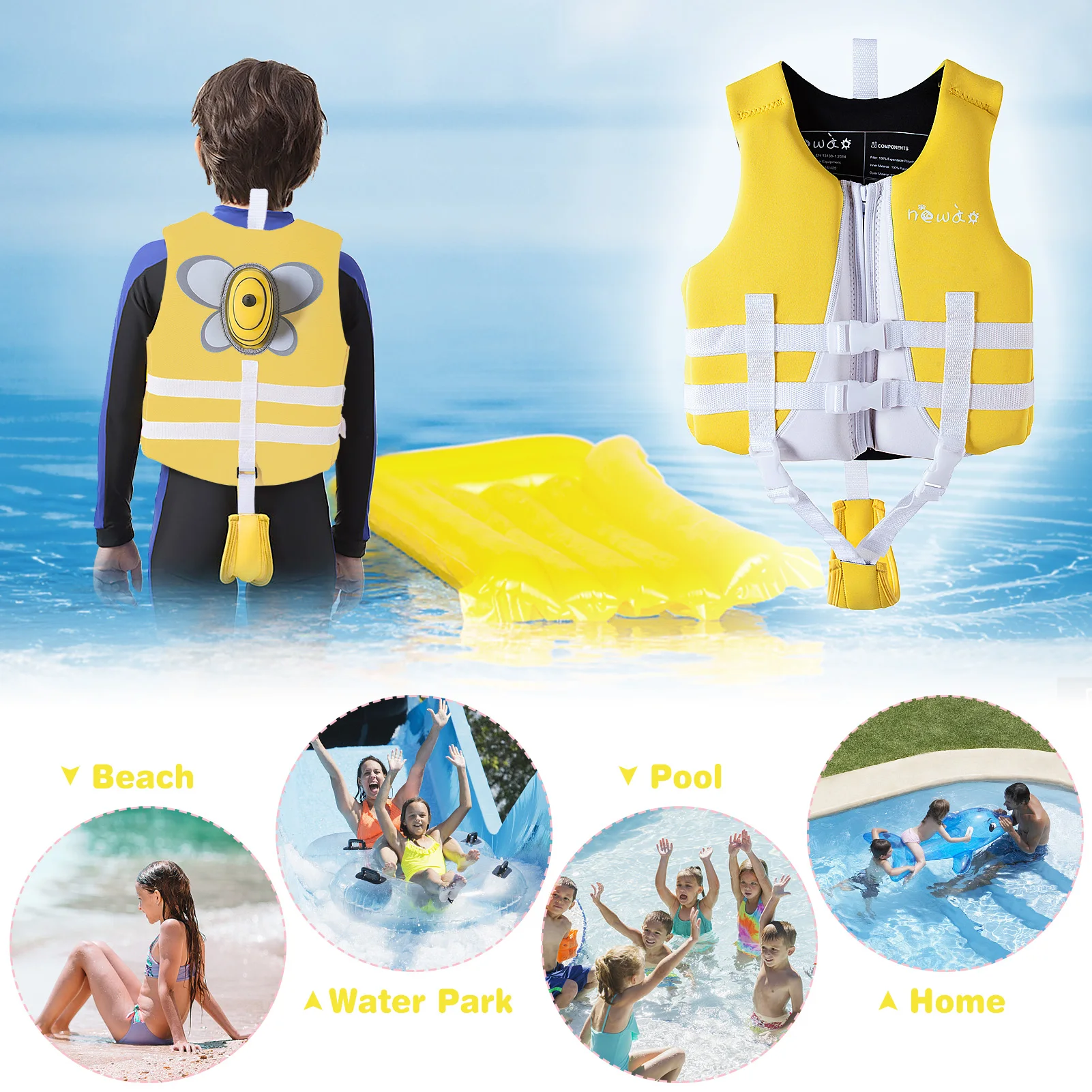 

Kids Swim Vest Life Jacket Swimming Training Flotation Swimsuit Buoyancy Swimwear for Boys Girls