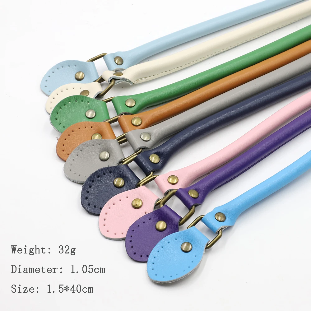 2PCS Bag Strap Genuine Leather DIY Handmade Handles for Crossbody Replacement Shoulder Handbag Wallet Handle 40cm