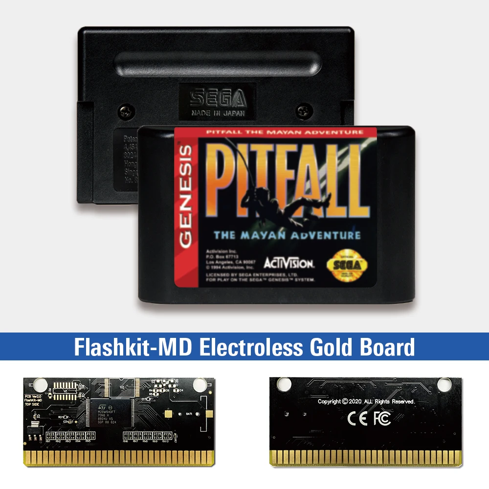 

Pitfall The Mayan Adventure - USA Label Flashkit MD Electroless Gold PCB Card for Sega Genesis Megadrive Video Game Console