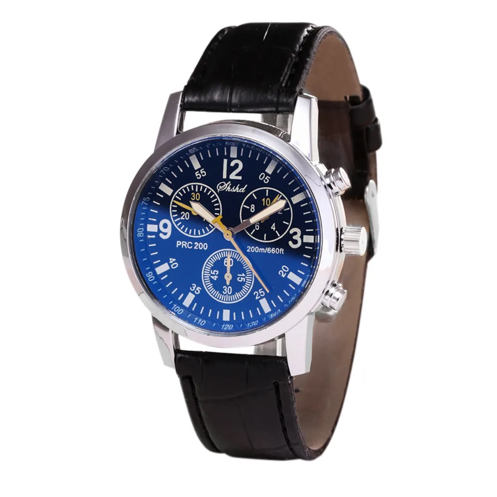 

Brand Luxury Casual Leather Strap watch Blue-ray glass neutral Quartz Analog Wrist Watch Unisex Sport Watch Fashion Reloj Hombre