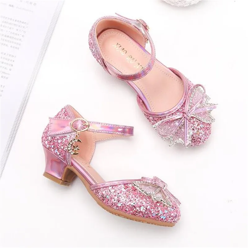 

New Summer High Heels Girls Children Bow Shoes Beach Party Sandals Princess Toddler Baby Kids Performance 02