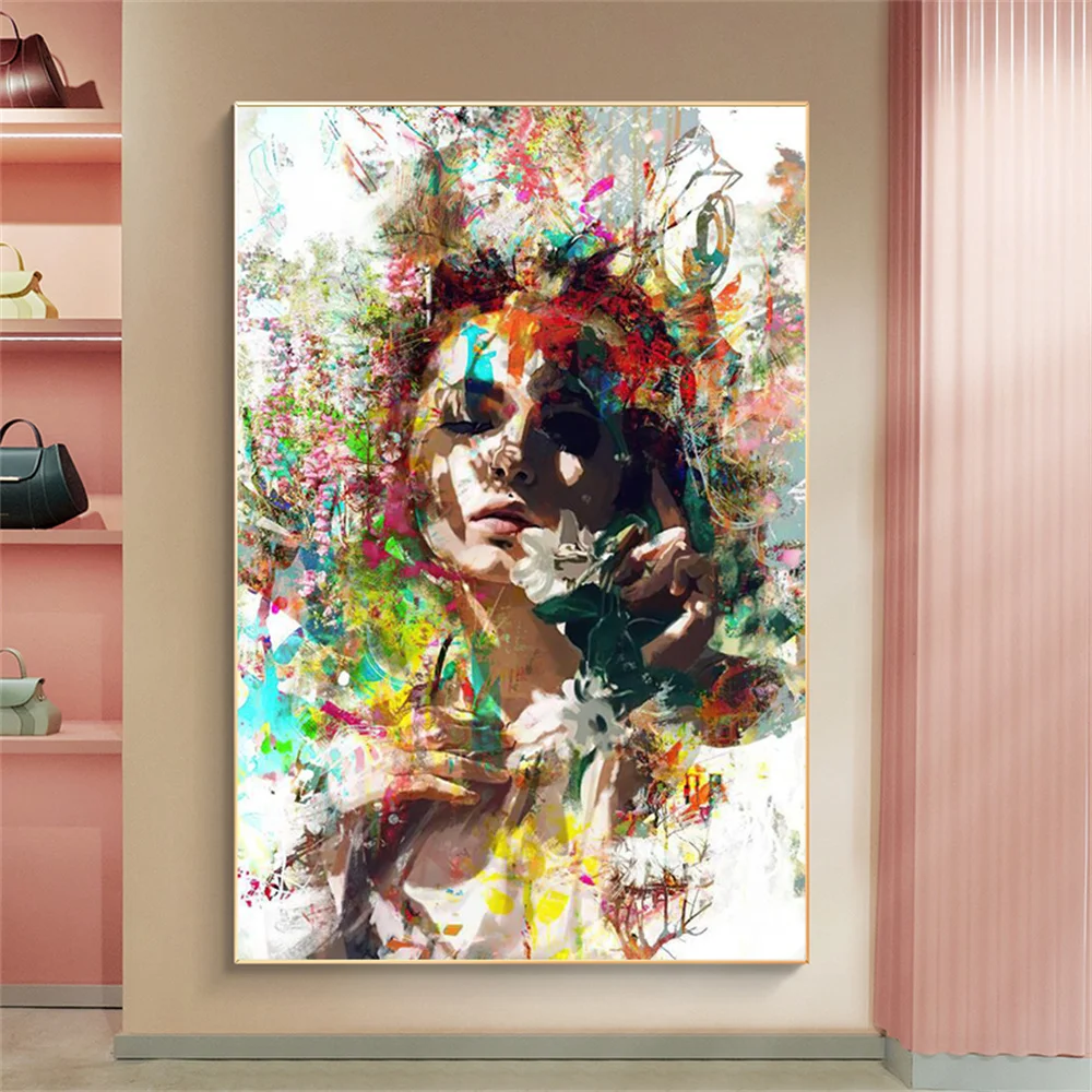 

Watercolor Girl Abstract Canvas Painting Portrait Posters and Prints on The Wall Art Pictures For Cuadros Nordic Home Decorative