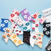 1 pair japanese korean style cartoon flower cute socks woman streetwear skate harajuku kawaii socks autumn tube socks women sox