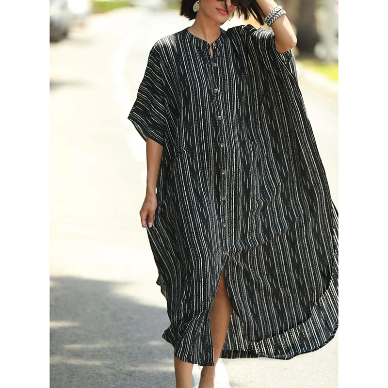 

Новинка, женское летнее пляжное платье-рубашка в полоску