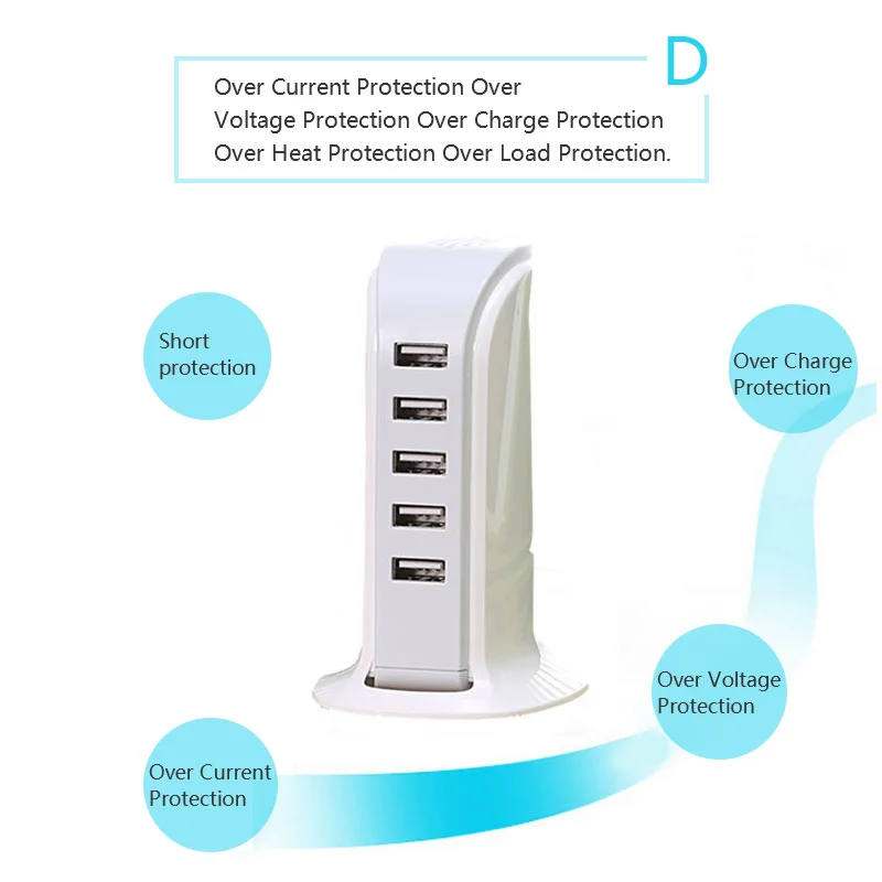 Зарядное устройство с 5 USB-портами и поддержкой быстрой зарядки | Мобильные