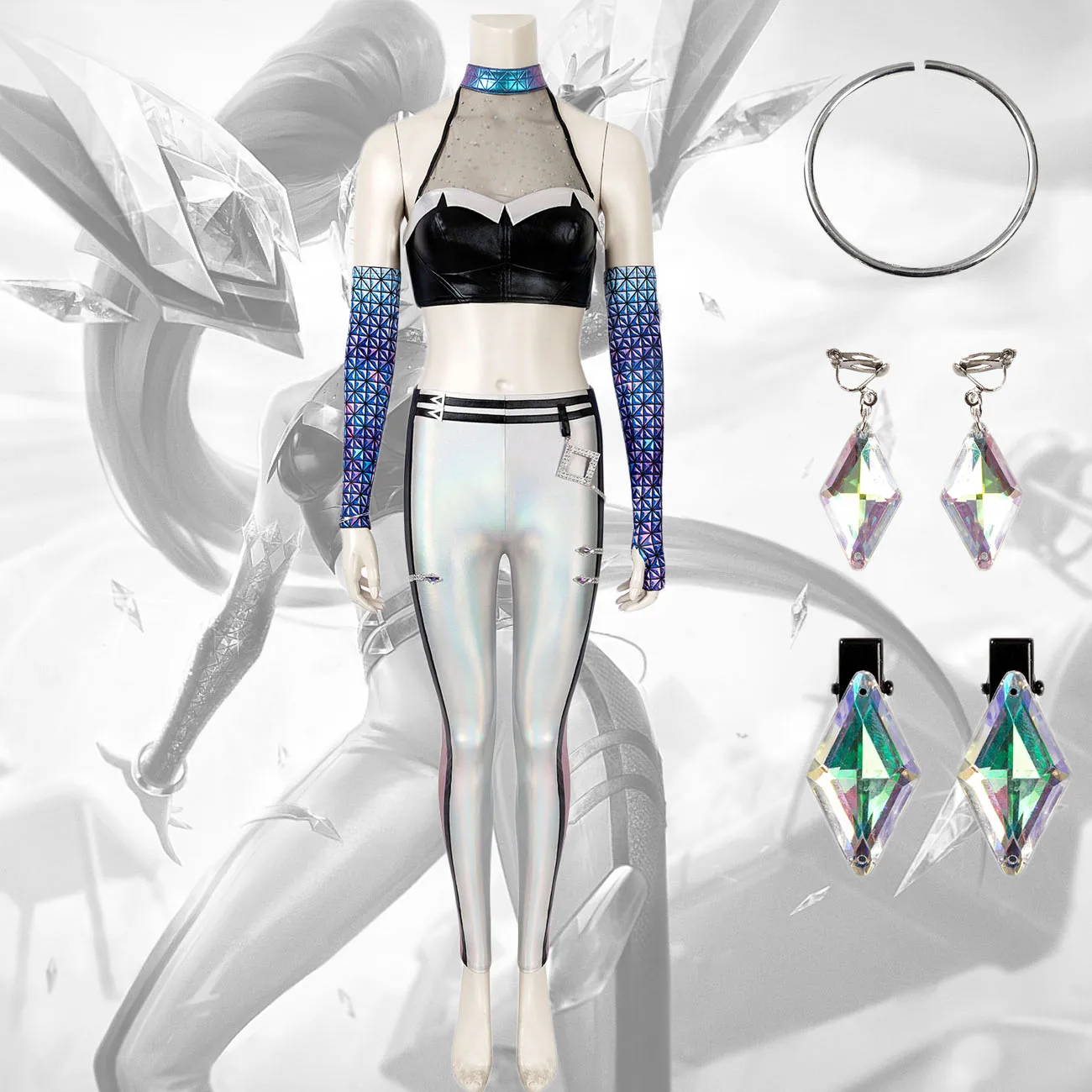 

Костюм для косплея LOL KDA 2020 S10 Kaisa, полный комплект из топа и брюк, костюм для косплея унисекс на заказ