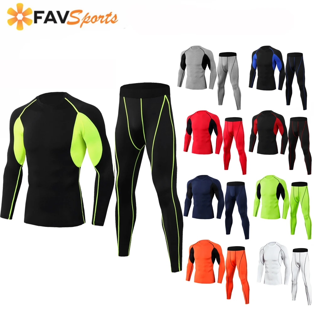 12 цветов Мужские Спортивные Компрессионные костюмы для бега тренировочные
