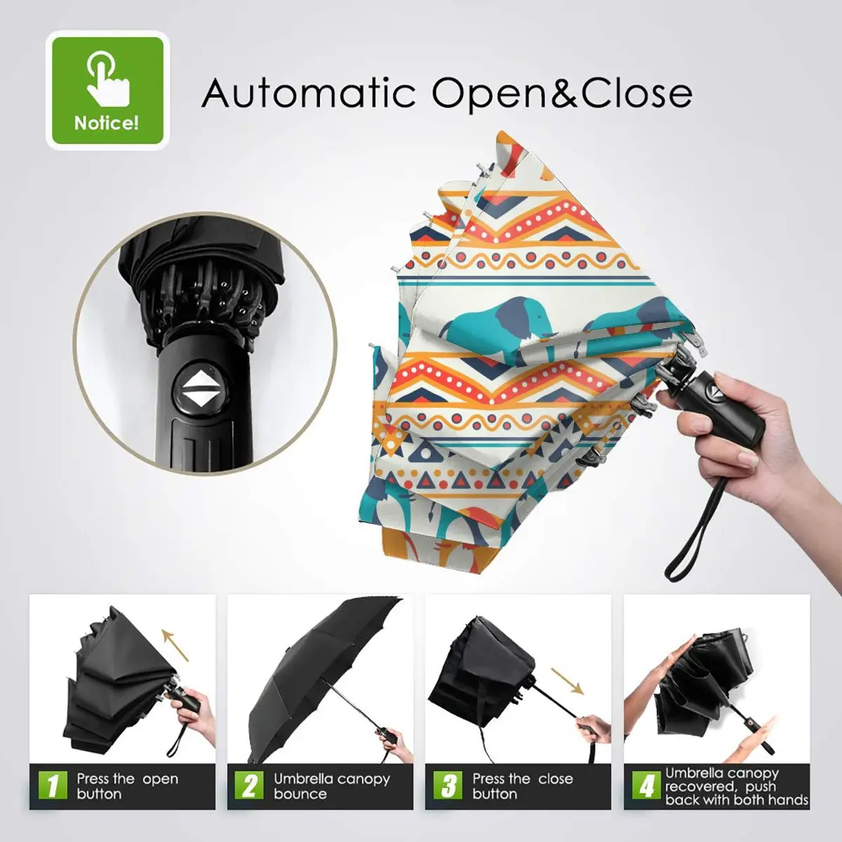 Comprare Ombrello Automatico Pioggia Donna Ombrello A Tre Pieghe Modello Elefante Animale Ombrello Antivento Ombrello Impermeabile Femminile