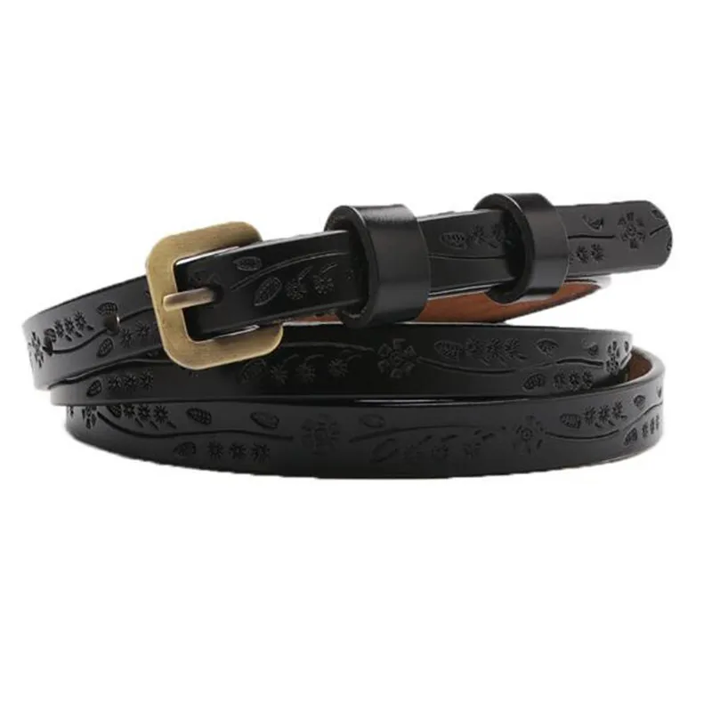 Thin Real Cowskin Leather Belt Female Waistband Waist Band Women Wild Small Strap Lady Cinturon Mujer Cinto Metal Buckle