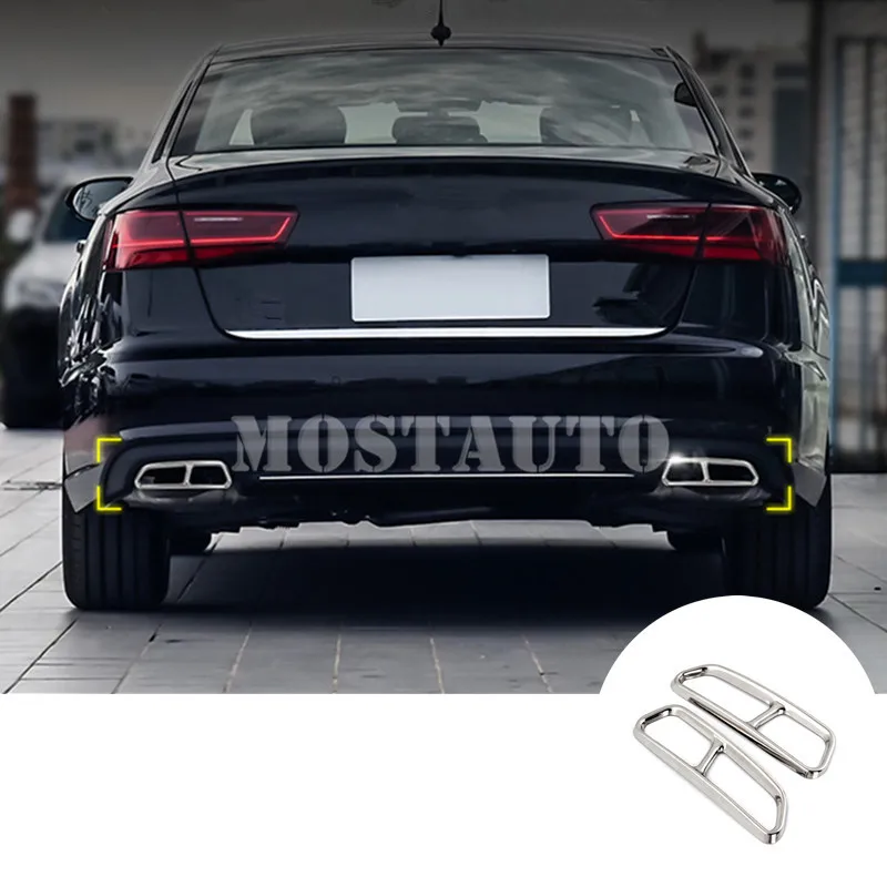 

For Audi A7 S7 Rear Exhaust Muffler Tail Pipe Cover 2015-2018 2pcs Car Accessories Interior Car Decor Car Trim