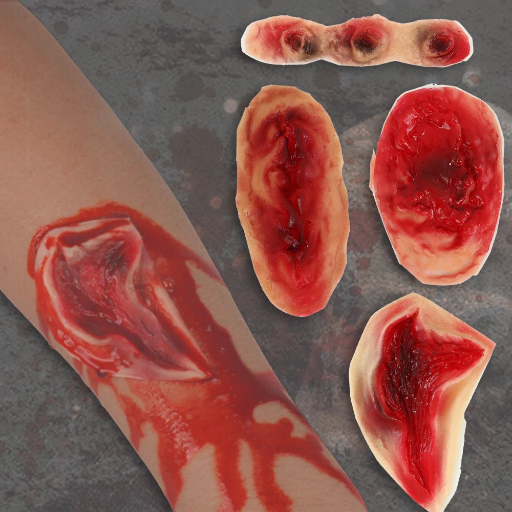 1 шт Хэллоуин Зомби шеи татуировки шрамов фальшивые шрамы кровавый костюм