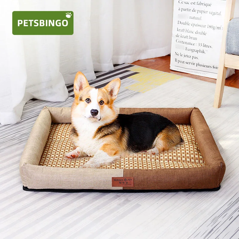 

Pets Bingo Cat Bed Bite Resistant Kennel Breathable Kitten Sofa Washable Doghouse Rattan Dog Nest Less Than 30kg Pet Supplies