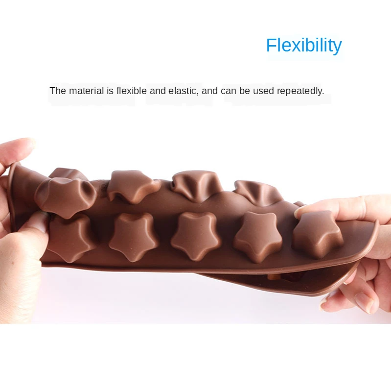

15 Pentagonal Star Mold Silicone Mold Chocolate Pudding West Cookies Ice Three-dimensional Plastic Model By Hand Chocolate Mold