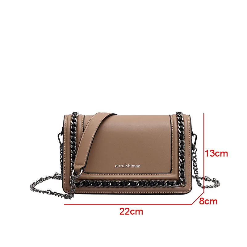 

FUNMARDI Classic Chain PU Leather Shoulder Bag Wide Strap Crossbody Bag For Women Bags Vintage Flap 2021 New Female Bag WLHB3092