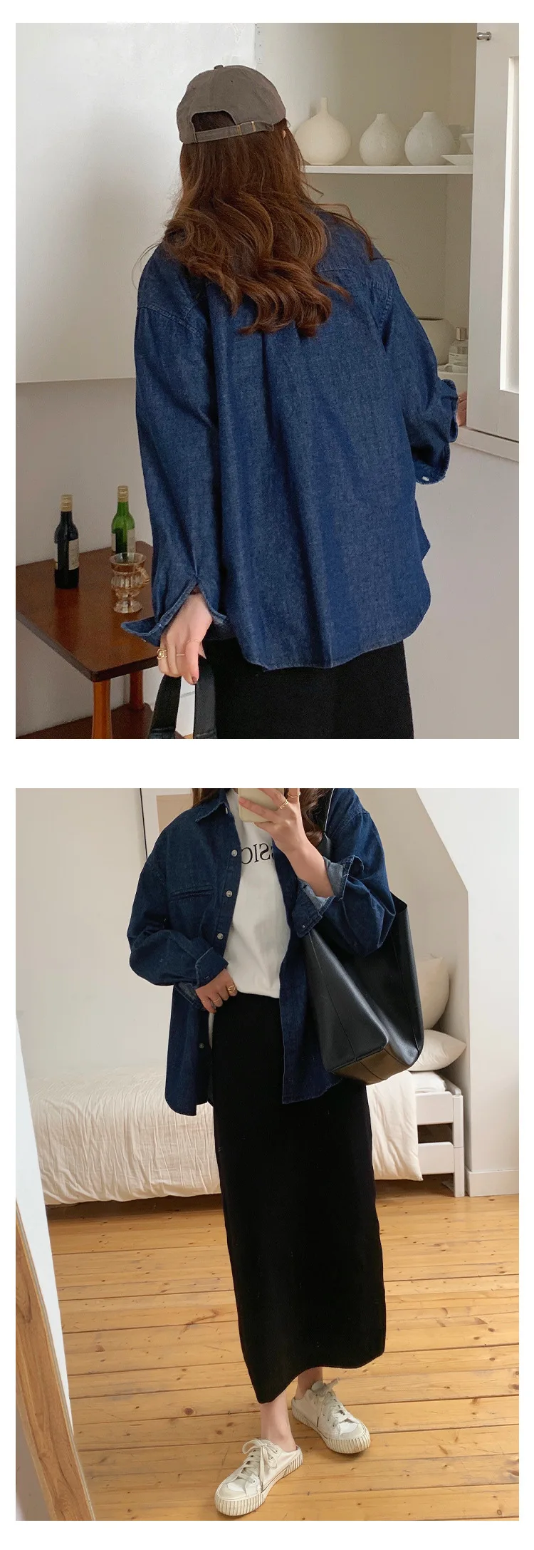 

Denim Blouse Women 2021 Spring Summer Shirts Fashion Korean Loose Tops Solid One Size Blouses Outerwear Blusas Casual Clothes