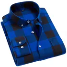 Мужская Фланелевая рубашка, Повседневная рубашка из 100% хлопка в клетку, Стандартный крой, с длинными рукавами, воротником на пуговицах, для весны и осени