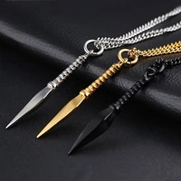 3 colors personalityparty men long chain stainless steel pendant spearhead necklace fashion accessories gift hip hop jewelry