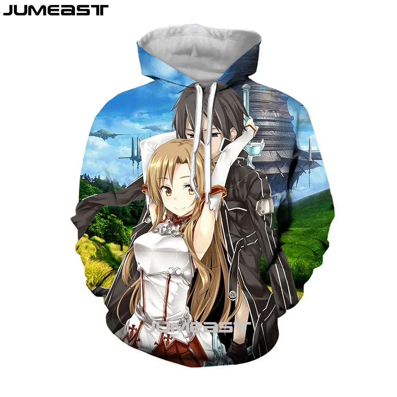 Jumeast Мужская Женская 3D Толстовка меч искусство онлайн большие пальто уличная