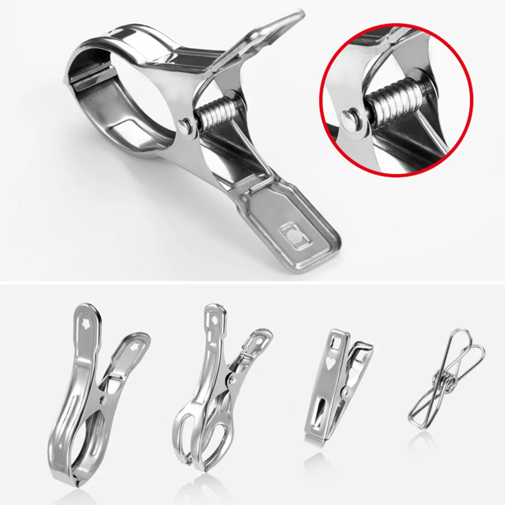 

Multi-size Stainless Steel Strong Clothes Clothespins Quilt Clothes Clips Large Windproof Clothespins Dry and Windproof
