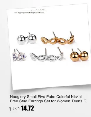 Neoglory, 3 цвета, Кристальные серьги-гвоздики, наборы, S925, для женщин, простые круглые серьги, модные ювелирные изделия,, новые подарки на день рождения MC