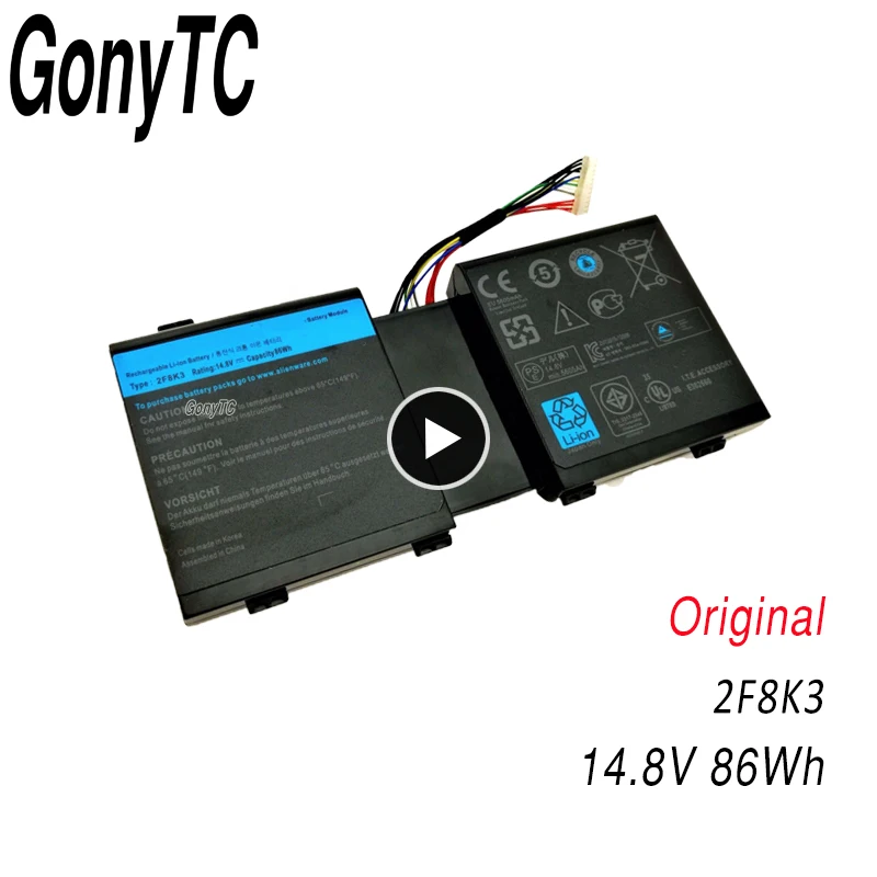 Оригинальная батарея для ноутбука 2F8K3 DELL Alienware 17 18(ALW18D 1788) M18X M17X R5 R3 0KJ2PX G33TT 14 8 в 86