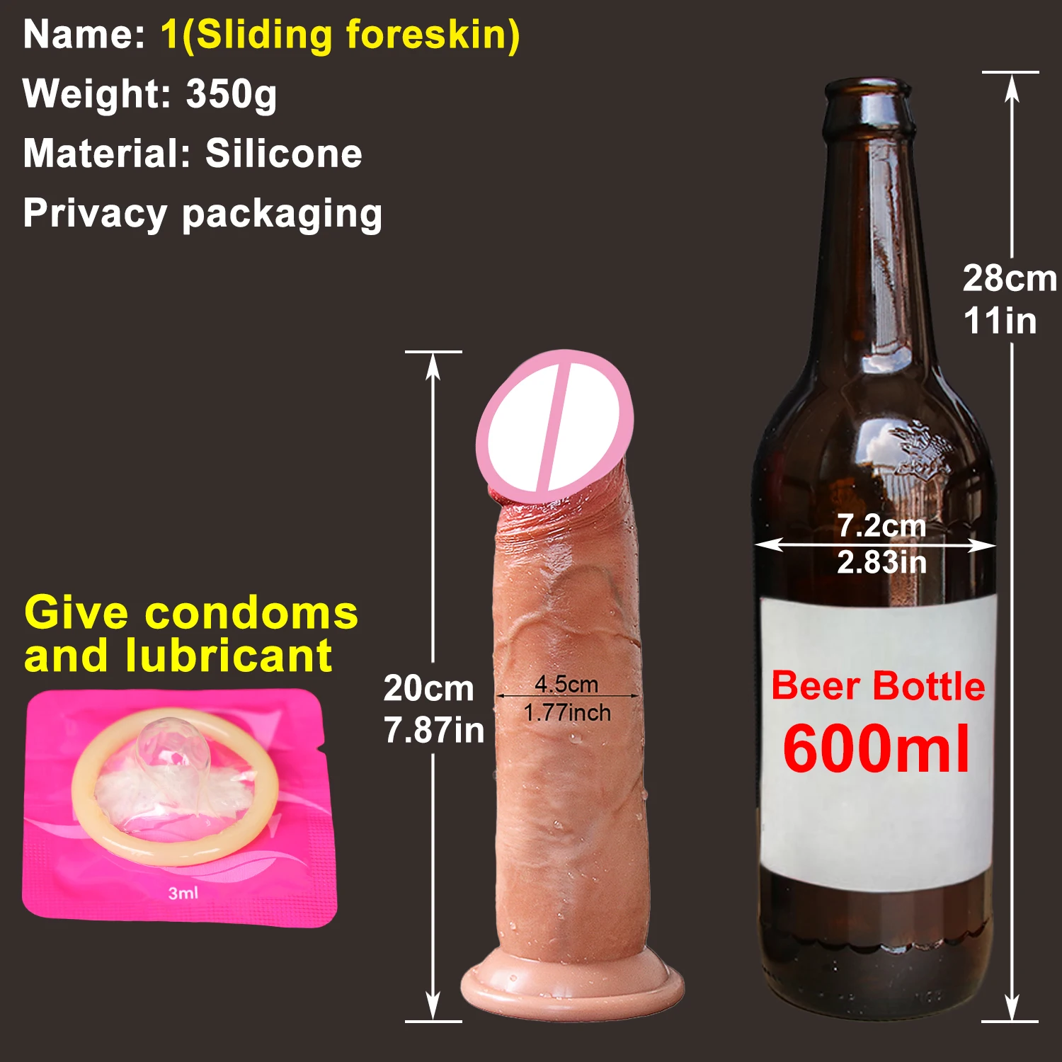 7in Realistic Dildos Sliding Foreskin Females Masturbation Tools Huge Suction Cup Penis Fake Lesbian Adult Sex Toys For Women | Красота и