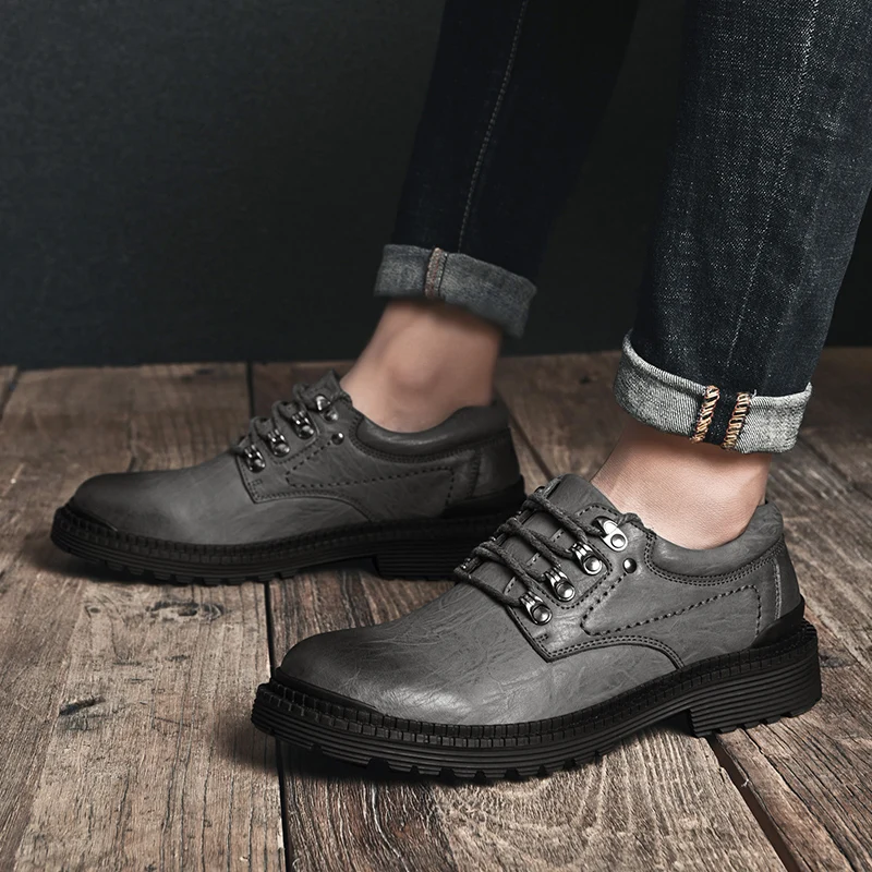 Туфли мужские из натуральной кожи на шнуровке Повседневные Удобные классические