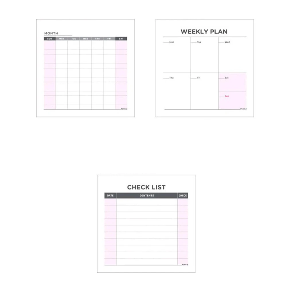 

Weekly Monthly Check List Work Plan Square Paper Notebook Diary Agenda Daybook