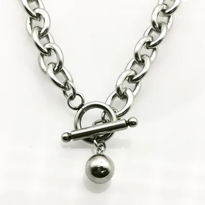 Silver(8mm) OuGuan хип-хоп Титан, сталь, серебро застежка от шара кулон ожерелье женские мужские ролл цепи ожерелье ювелирные изделия - Окраска металла: Silver(8mm)
