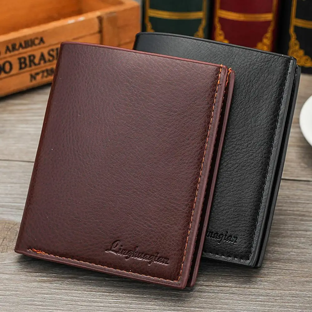 

Men Business Soft Faux Leather Short Wallet Purse Ticket Credit Cards Holder