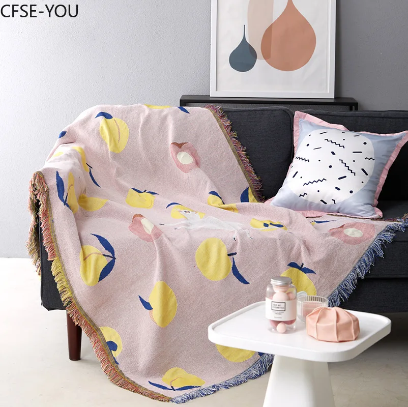 

CFSE-YOU Fruits Throw Blanket Sofa Decorative Slipcover Cobertor On Sofa/beds/plane Travel Plaid Non-slip Stitching Blankets