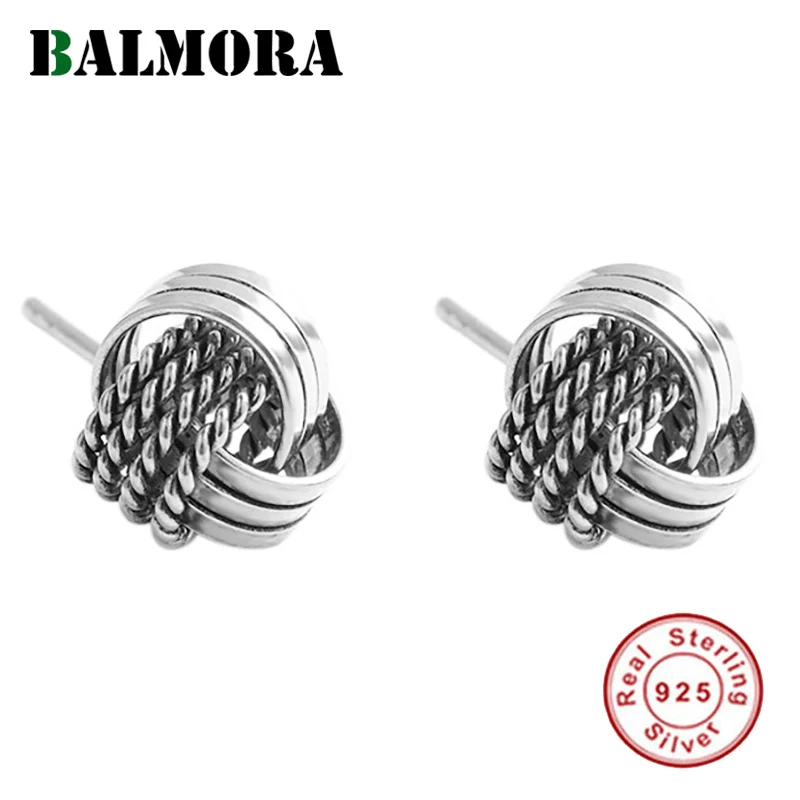 Женские и мужские серьги гвоздики BALMORA из натурального серебра 925 пробы в
